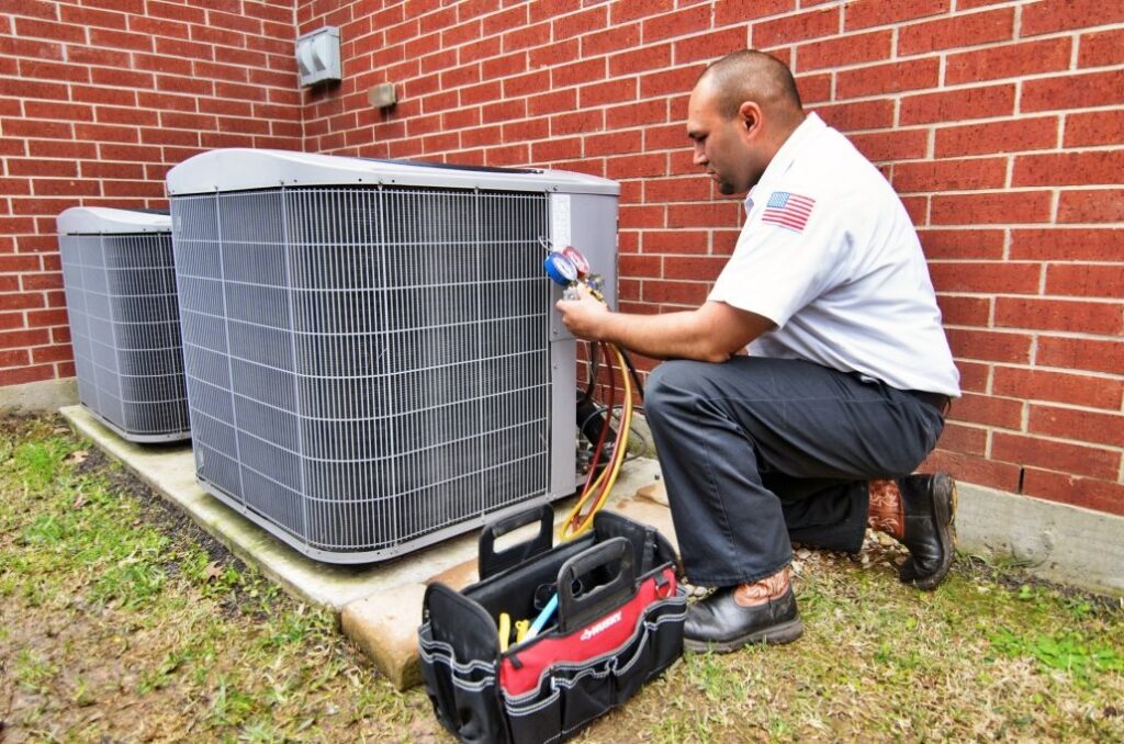 HVAC technician servicing system